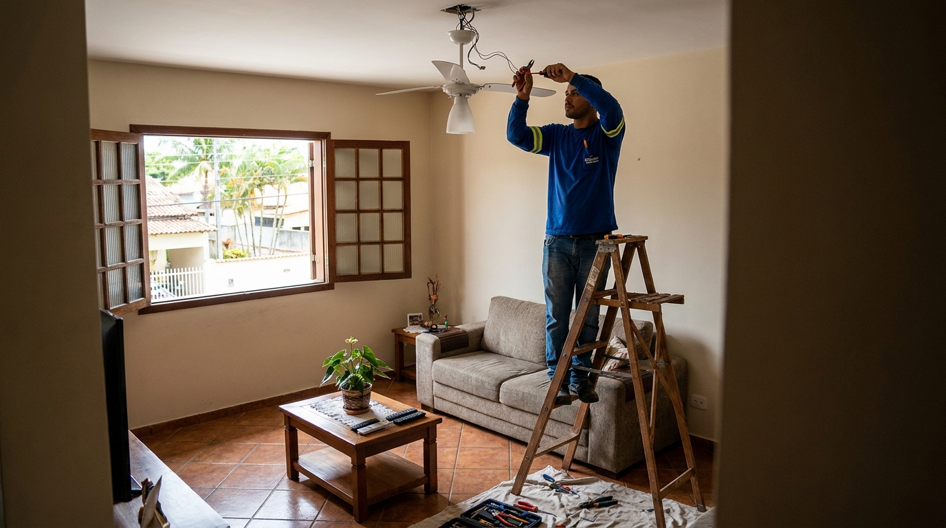 Instalacao de ventilador de teto profissional em Blumenau‑SC