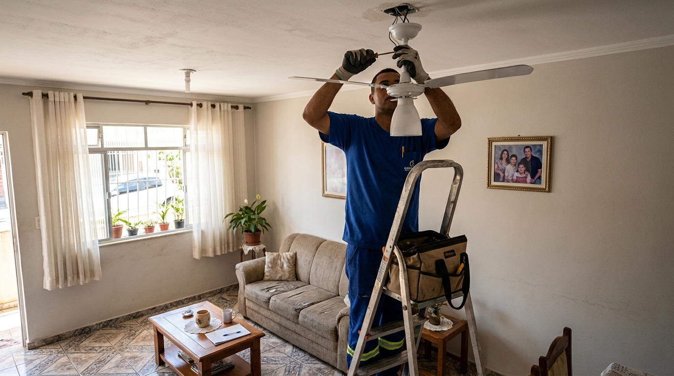 Instalacao de ventilador de teto residencial em Blumenau‑SC